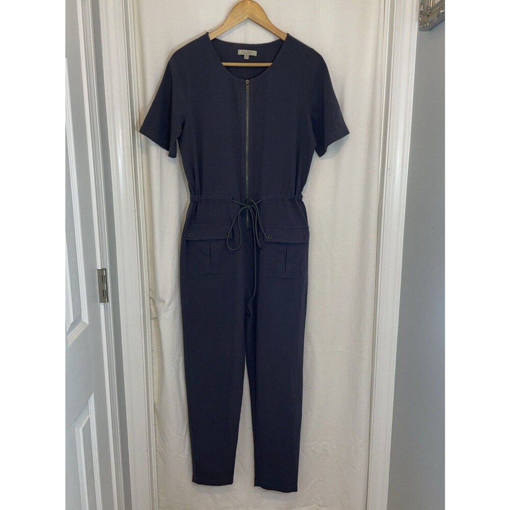 Polagram Womens Medium Gray One Piece Pant Jumpsuit Short Sleeves Boho Coastal